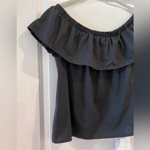 Off-The-Shoulder Ruffle Top Black Boho Size Large